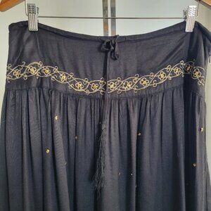 CLEARANCE - Laura Ashley Black & Gold Embroidered Maxi Skirt (Size: 14)